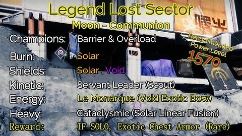 Destiny 2 Legend Lost Sector: Moon - K1 Communion on my Warlock 11-14-22