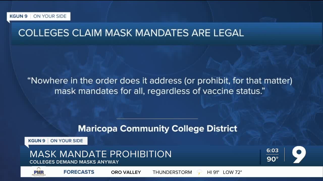 Colleges say they can buck anti-mask law---legally