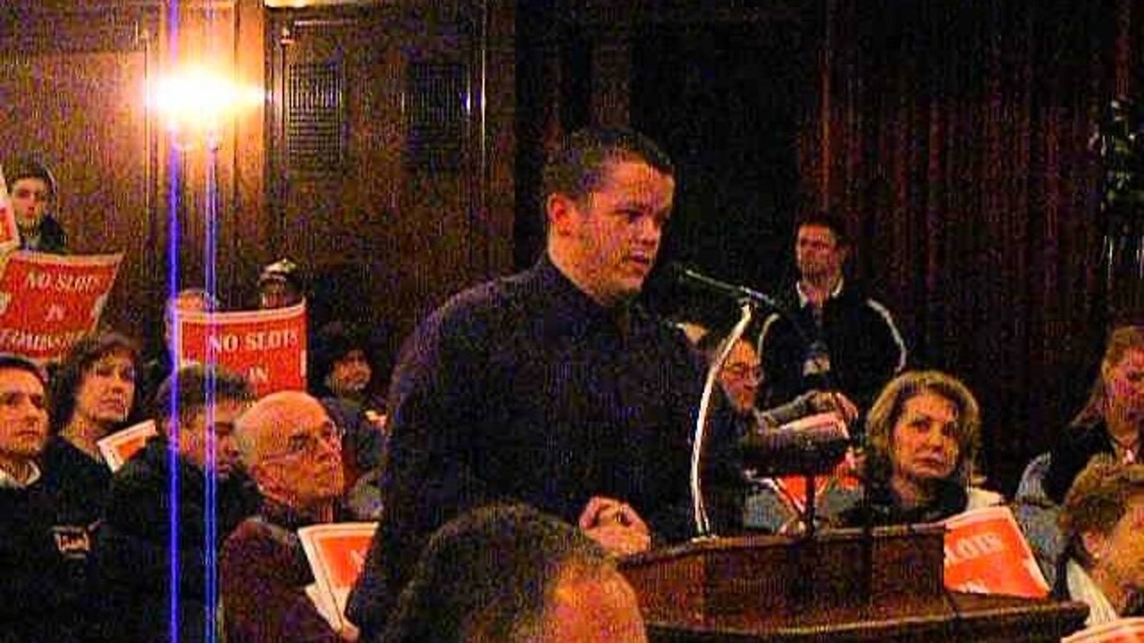 A young man speaks against slots at the Leominster gaming comission hearing 1-28-14ster slots 3 003