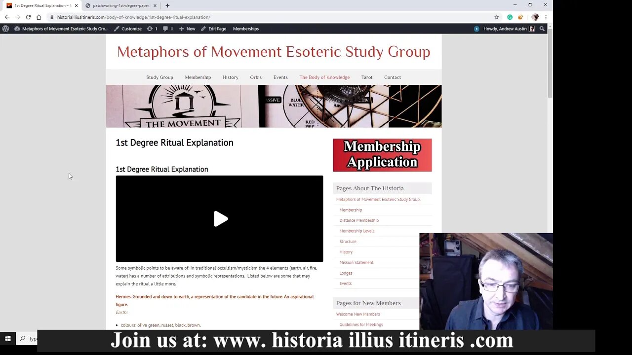 Metaphors of Movement Esoteric Study Group (The Historia Illius Itineris) by Andrew T. Austin.