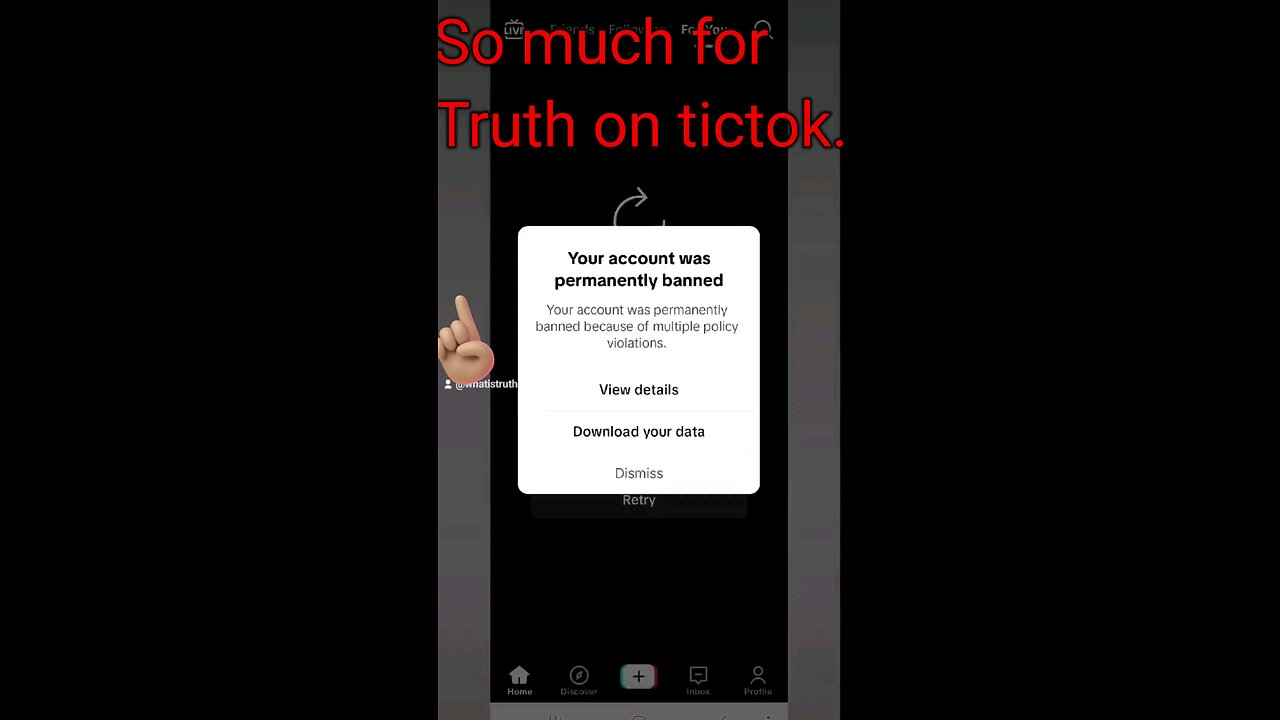 Tictok permanent band account over this video.