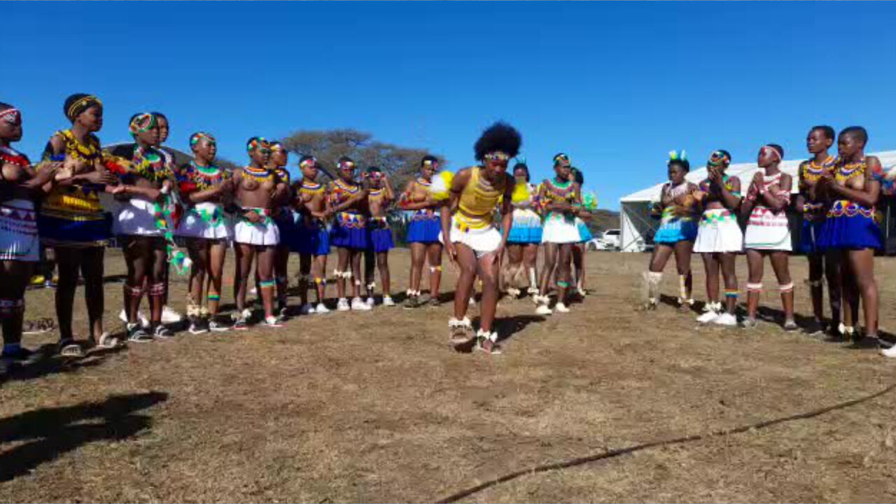 Maidens sang traditional songs at KwaKhabgelamankengane in Nongoma