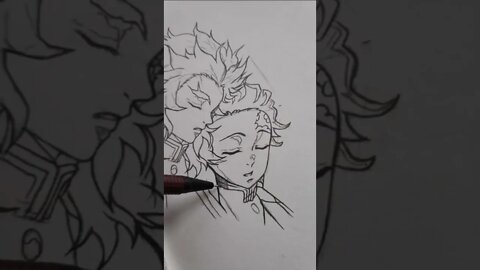 outline v/s sketch(AKAZA) ##youtubeshorts #shorts #shortsvideo #sketch#like #ytshorts #demonslayer