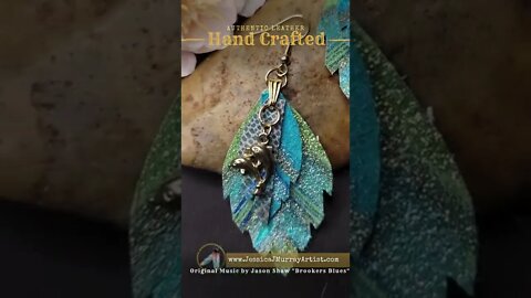 DOLPHIN SPLASH, 2 inch, feather inspired, leather earrings