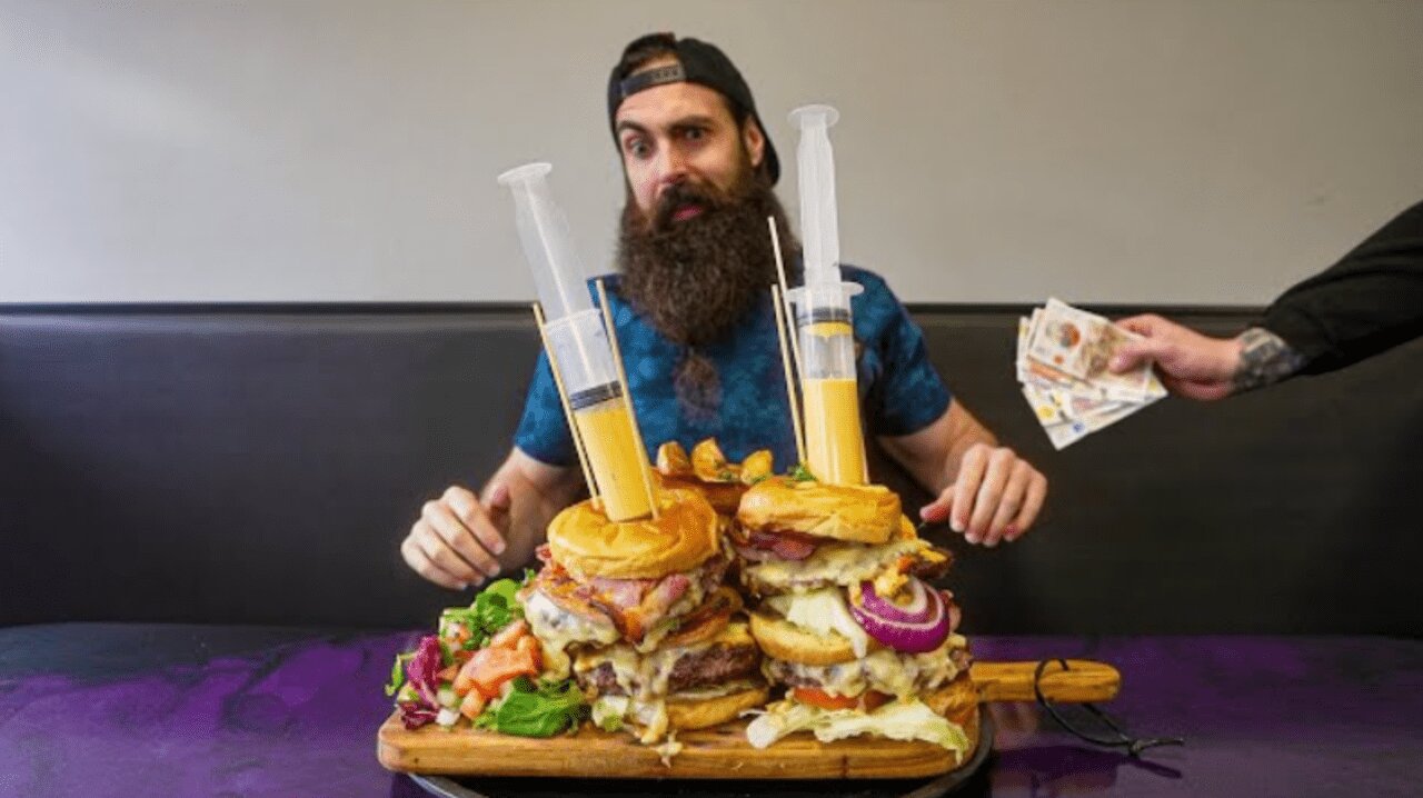 YOU WIN £100 CASH IF YOU FINISH THIS BURGER CHALLENGE QUICK ENOUGH