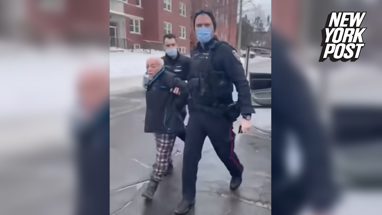 Video shows Canadian great-grandad, 78, arrested for honking horn in support of 'Freedom Convoy' truckers