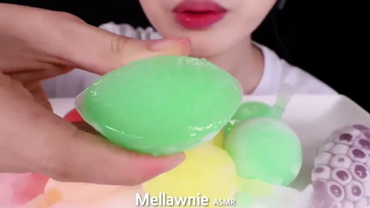 ASMR FROZEN FRUIT JELLY PARTY 얼린 틱톡젤리 파티 EATING SOUNDS 디저트