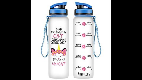 MEITAGIE 32oz Motivational Water Bottle with Time Marker & Fruit Strainer, Leak-proof BPA Free...