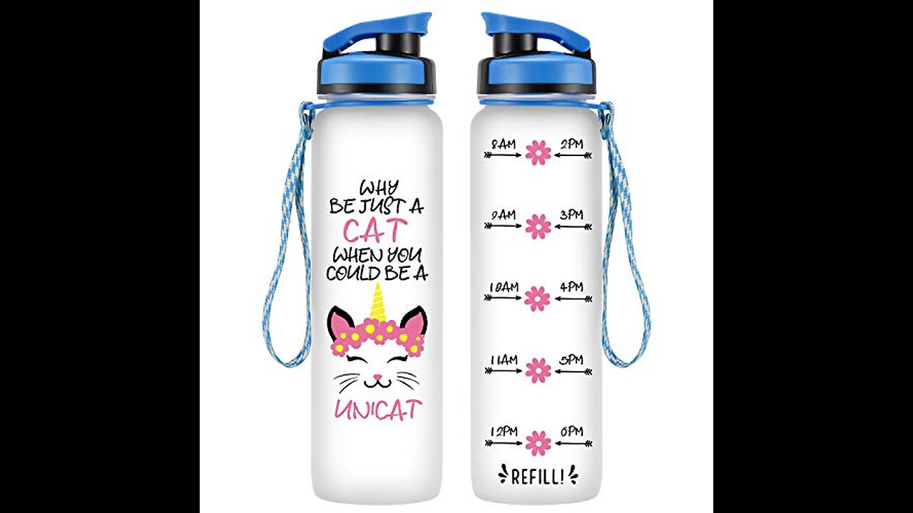 MEITAGIE 32oz Motivational Water Bottle with Time Marker & Fruit Strainer, Leak-proof BPA Free...