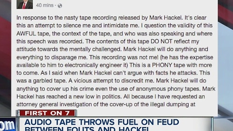 Explosive tapes released in political battle between Mark Hackel, Jim Fouts; Fouts denies it is him