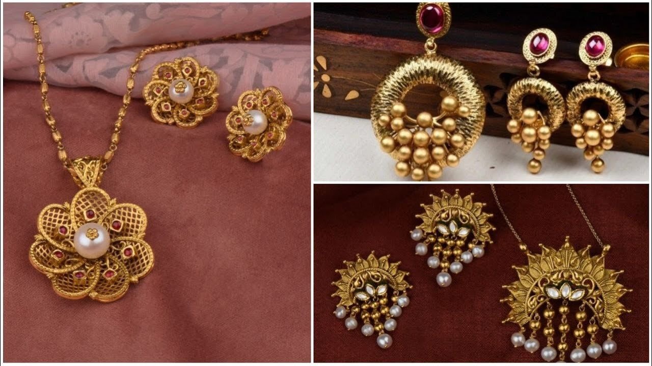 Mesmerising Gold chain Pandant with Earring Designs 2022!!