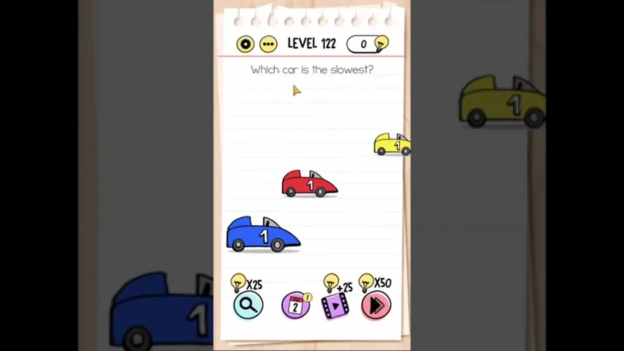 Brain Test Tricky Puzzles Level 122 Which car is the slowest?