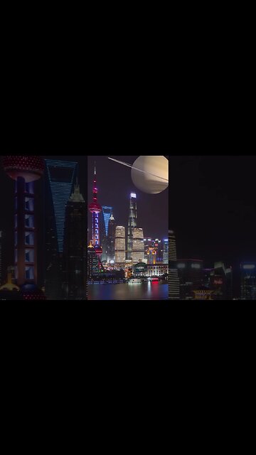 Saturn Over a World Skyline #shorts #uranus