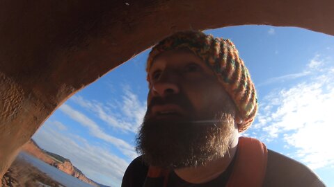 Tunnel built into the cliff, Devon coast. kayaking. Chelan 140 Hb