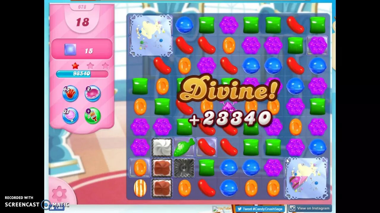 Candy Crush Level 678 Audio Talkthrough, 3 Stars 0 Boosters