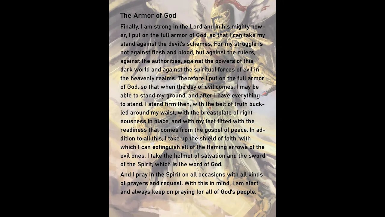 The Day of Evil Has Come Time To Put On The Armor of God