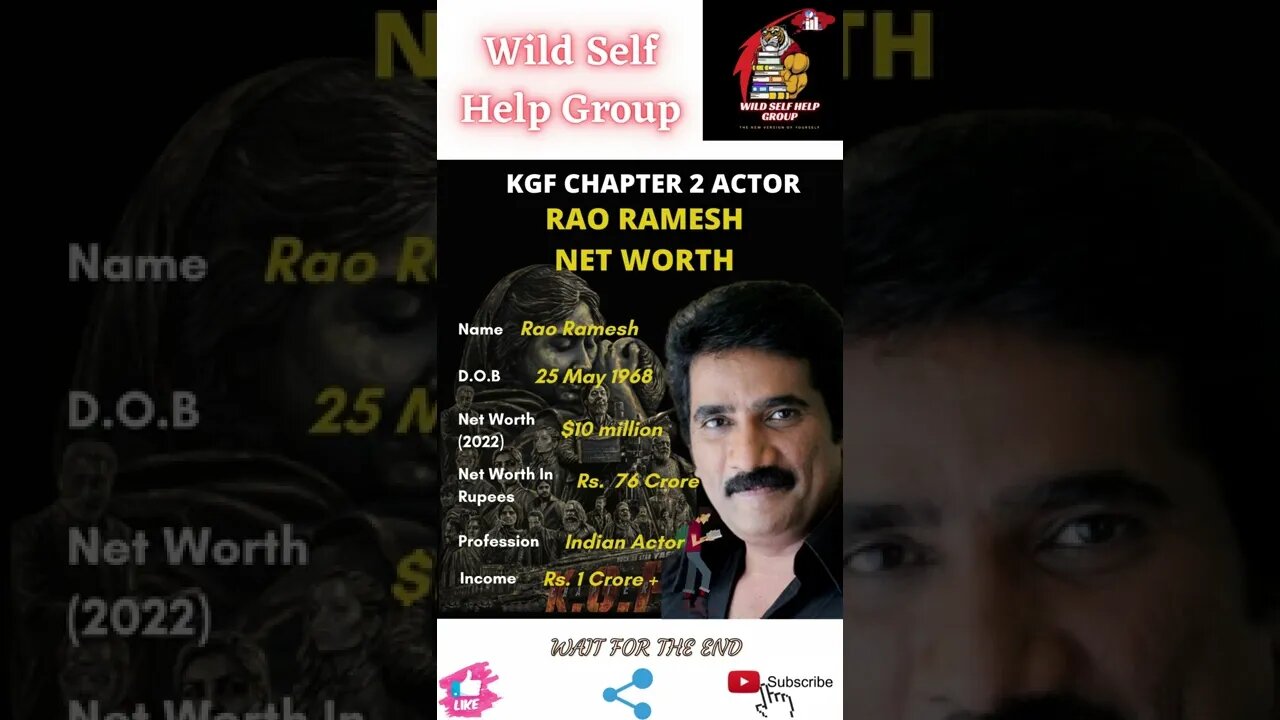 🔥KGF Chapter 2- Actor Rao Ramesh Net Worth🔥#shorts🔥#wildselfhelpgroup🔥28 April 2022🔥