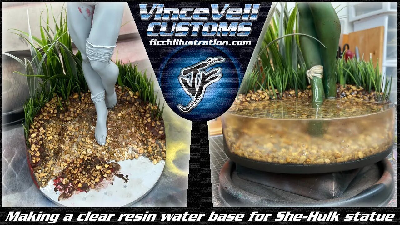 Making a Clear Resin Water Base for She Hulk Custom Savage Land Statue