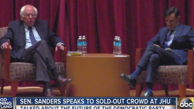 Sen. Bernie Sanders speaks to sold out crowd at JHU