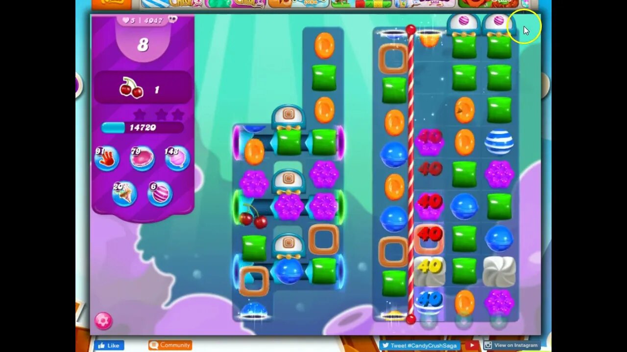 Candy Crush Level 4047 Talkthrough, 18 Moves 0 Boosters