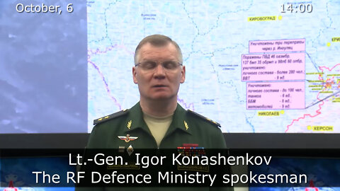 (10/6/2022) RUSSIAN DEFENCE MINISTRY REPORT ON THE SPECIAL MILITARY OPERATION IN UKRAINE