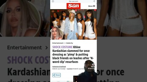 Khloe Kardashian dresses like a pimp with 4 chained black women as her H*es? y'all remember?