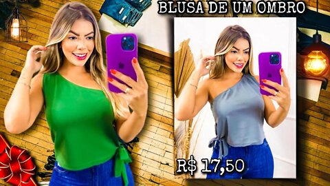 Blusa de um Ombro só com Detalhe De Amarração Do Lado/@shopee