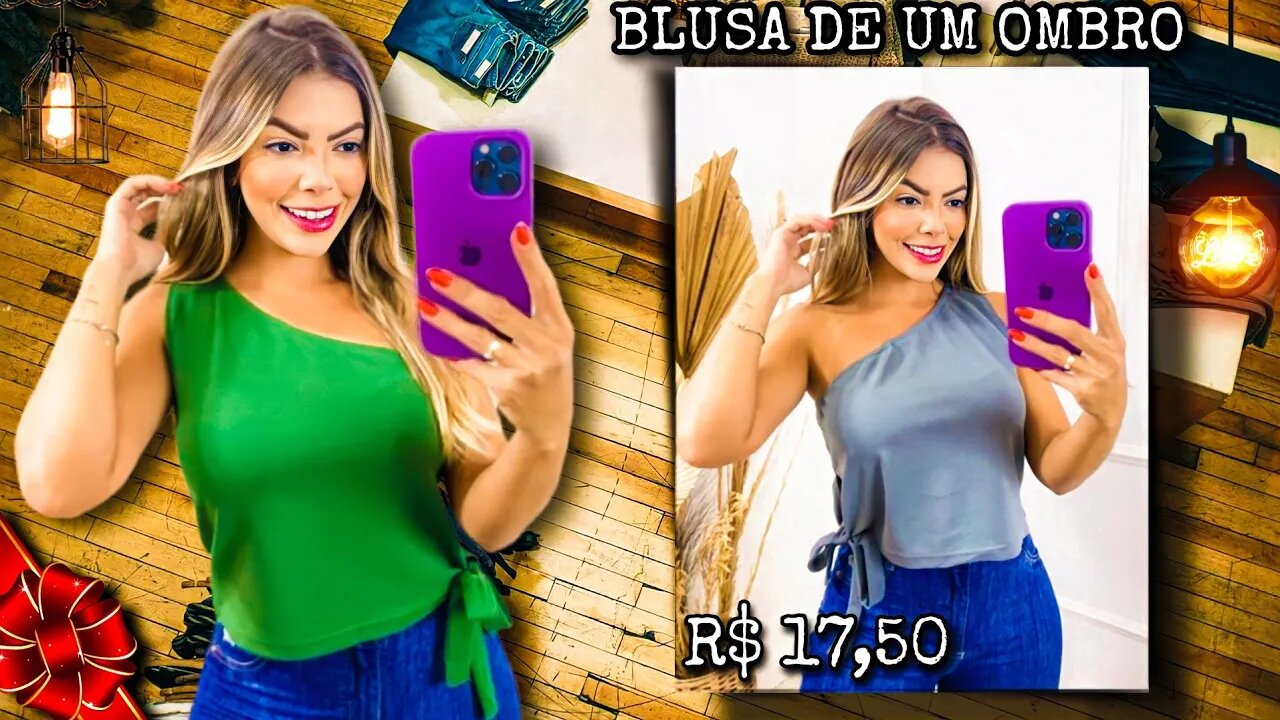 Blusa de um Ombro só com Detalhe De Amarração Do Lado/@shopee