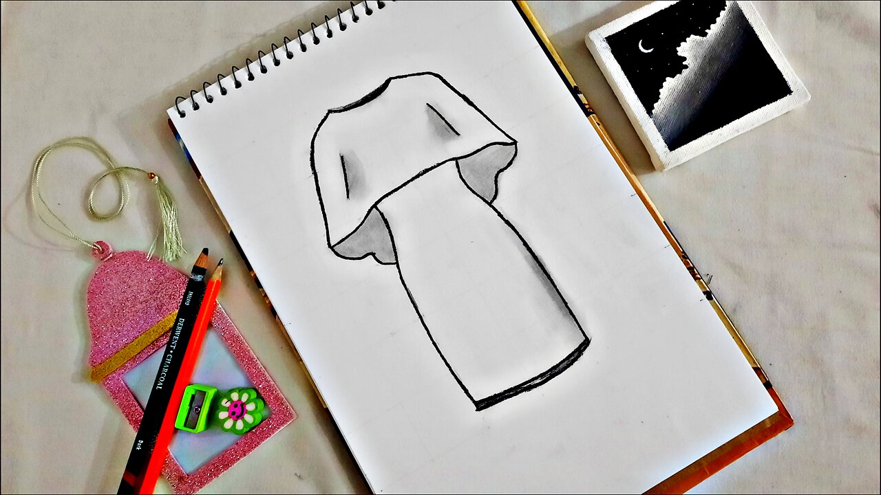 Dress Drawing easy | Dress design sketch | Step by step