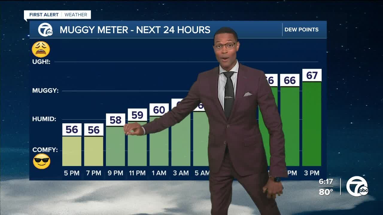 Humidity returns with a chance of storms