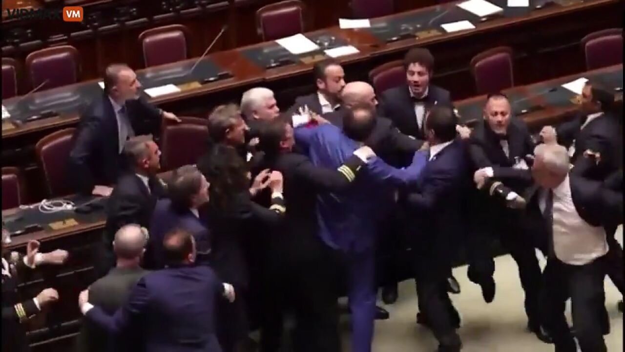 Massive Fistfight Breaks Out In The Italian Parliament, Sending One Person Leaving In A Wheelchair