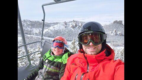 Radical epic father son snowboarding