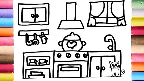 Kitchen Drawing For Kids, Coloring for Kids and Toddlers