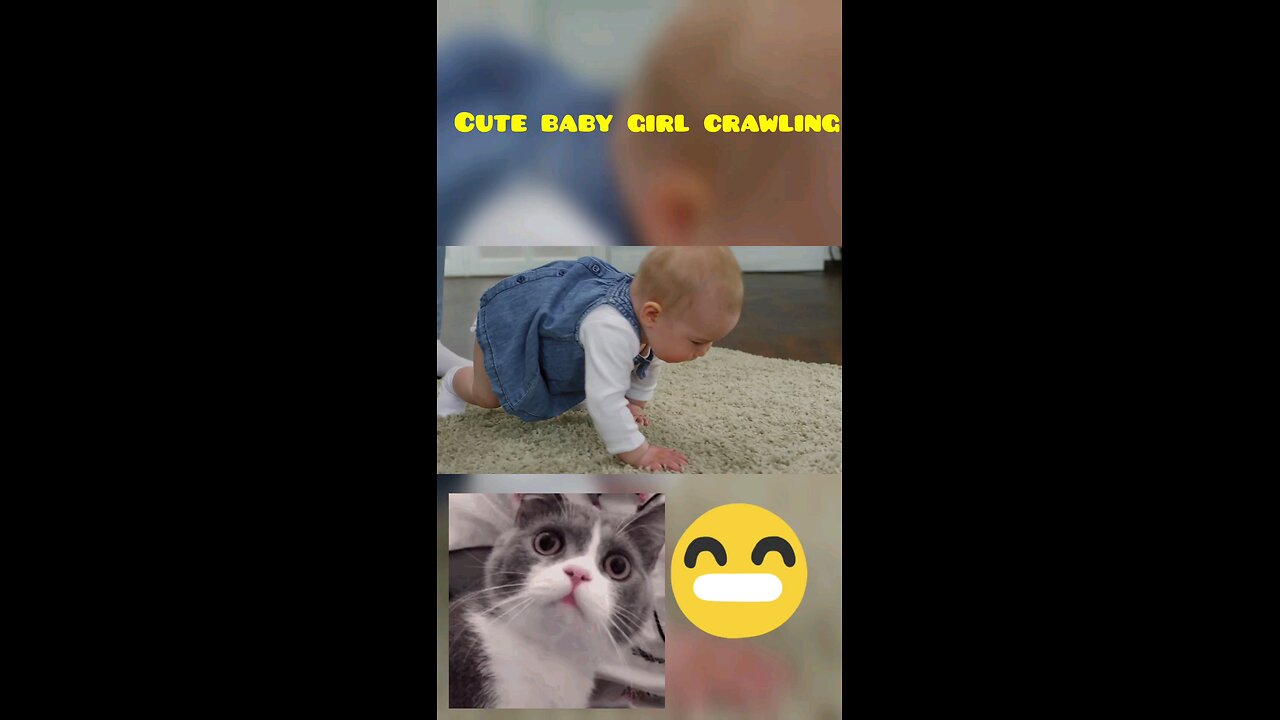 Cute baby girl crawling