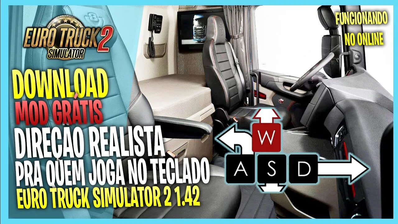 MOD DIREÇÃO REALISTA NO TECLADO EURO TRUCK SIMULATOR 2 MODS ETS2 1.42 1.43