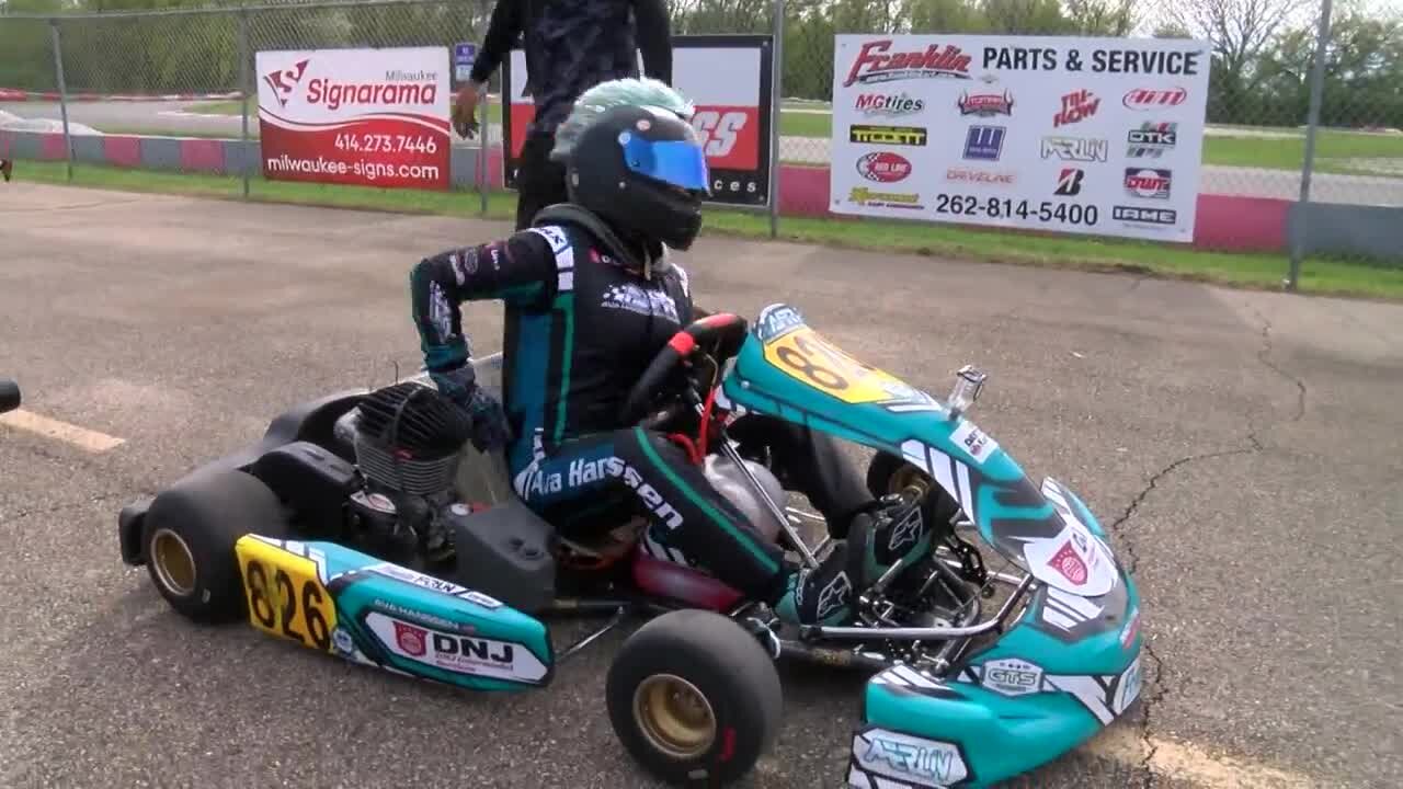Elkhorn's Ava Hanssen is going fast in go karting