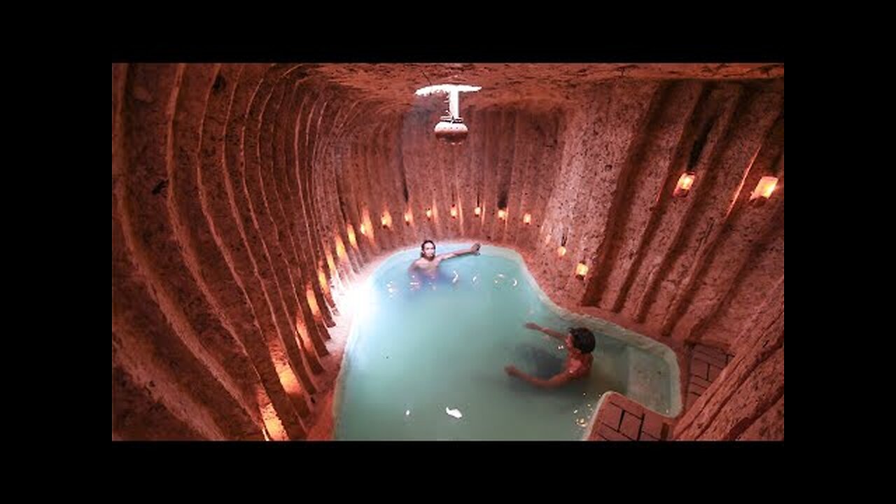 Build The Most Living Room Temple Underground And Tunnel Swimming Pool 75Day