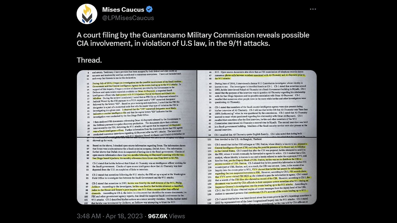 9/11 confirmed inside job. CIA connected.