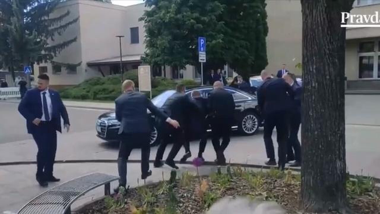 Footage of the assassination attempt on the Prime Minister of Slovakia, Robert Fico