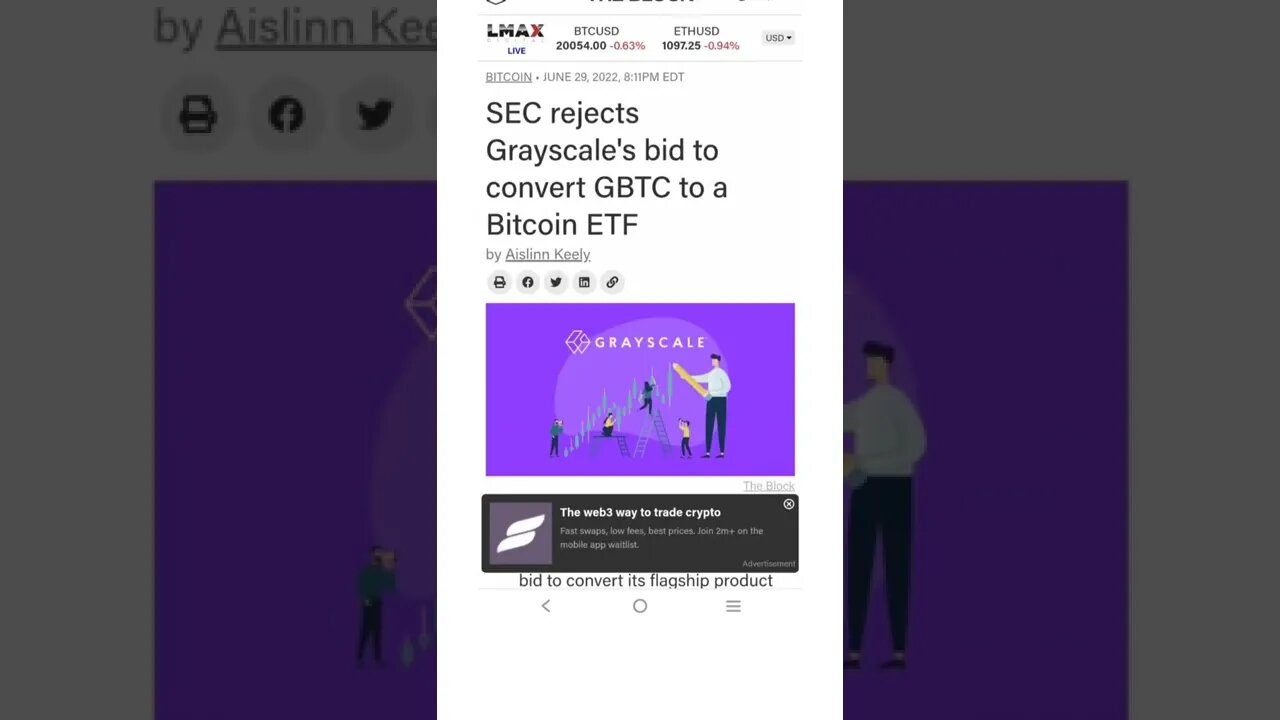 SEC Rejects Grayscale's Bid to Convert GBTC to a Bitcoin ETF #cryptomash #ytshorts #cryptonews