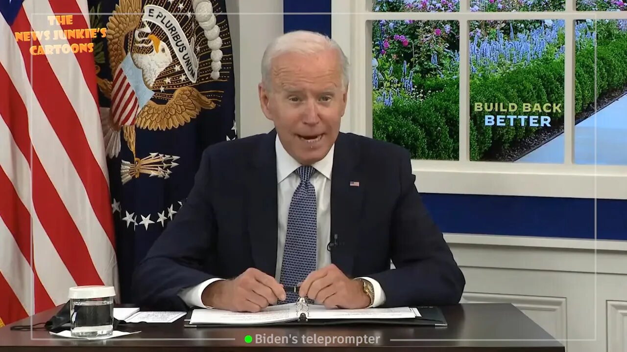 Biden trying to sell raising debt limit by fake window with blooming flowers that don't exist.