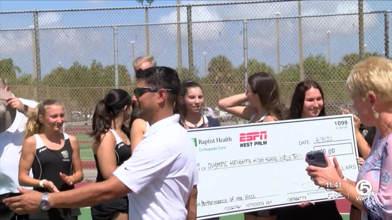 Olympic Heights Tennis wins best performance of the week