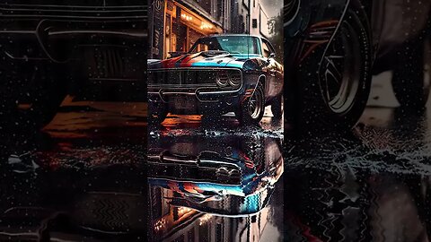 Street car #retro #classic #classiccars #rain #night #city #reflection #viral #shorts