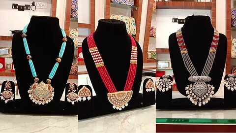 Long Pearls Necklace with Pandant and Earrings Designs!!