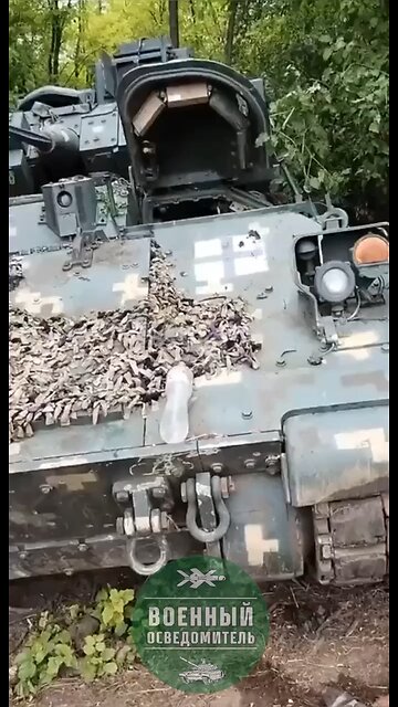 Another damaged Ukrainian Bradley BMP after hitting a mine