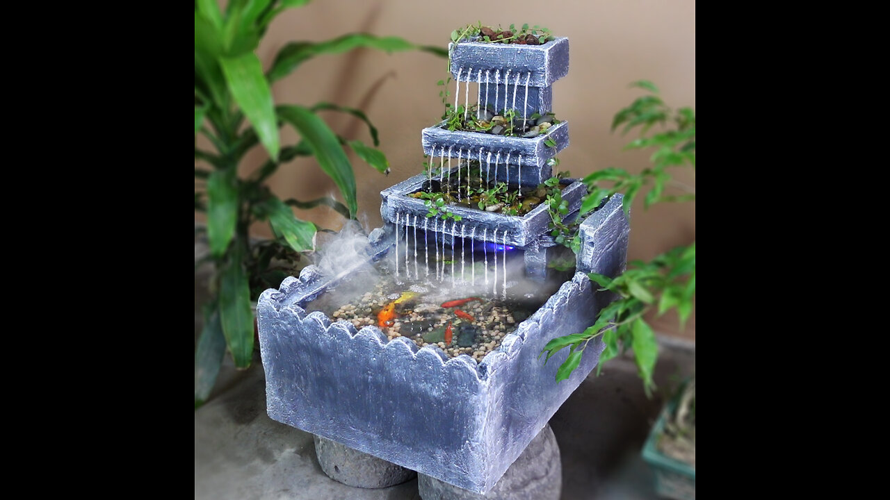 Surprised with the 3-layer waterfall aquarium from styrofoam box