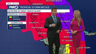 Tropical storm warnings issued as Nicole progresses westward