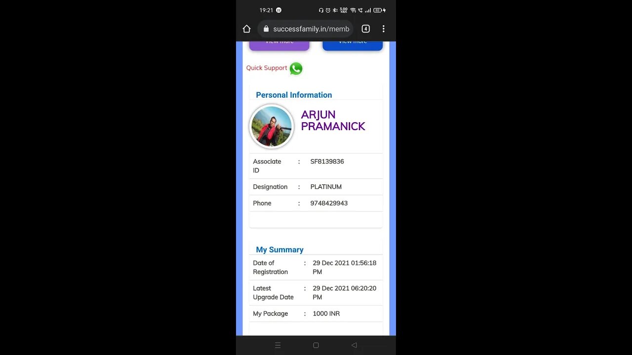INR THUNDER SUCCESS FAMILY is a legal company | Today I have achieved my first designation: PLATINUM