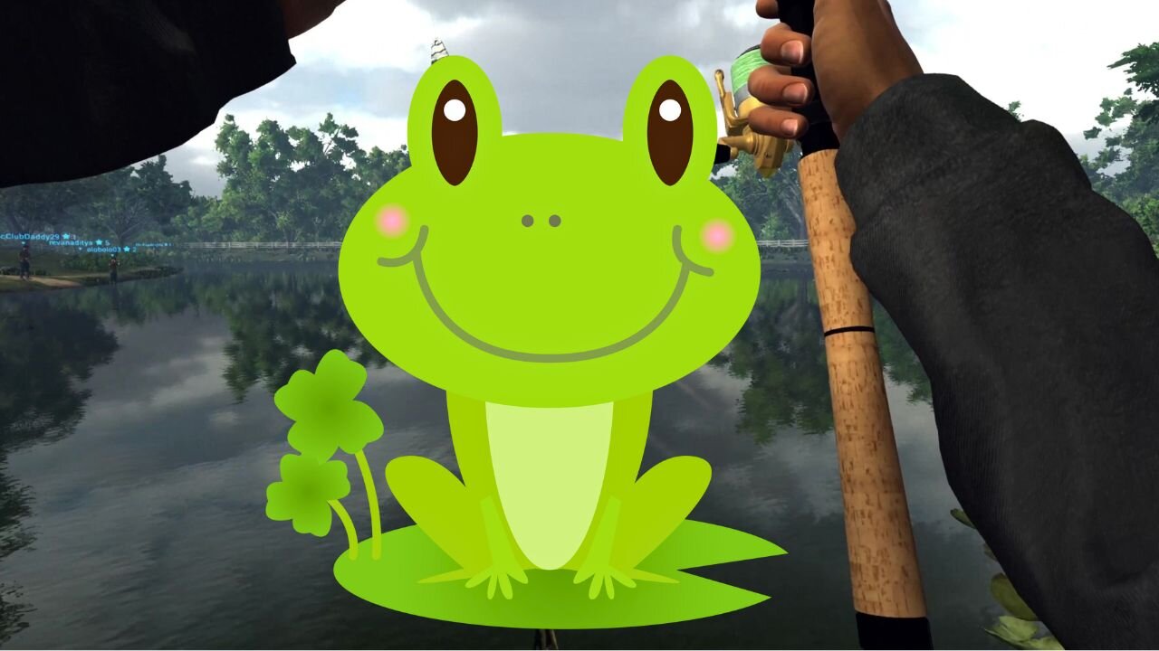 Green frog caught, Fishing planet game