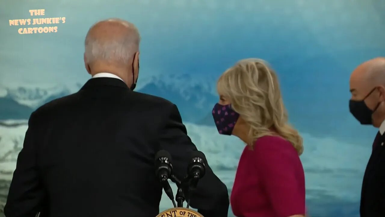 Biden walks away after telling the press: "Excuse my back."